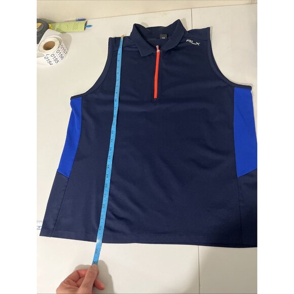 RLX Ralph Lauren Navy Blue Sleeveless Golf Shirt Ladies Size XL - Picture 8 of 9